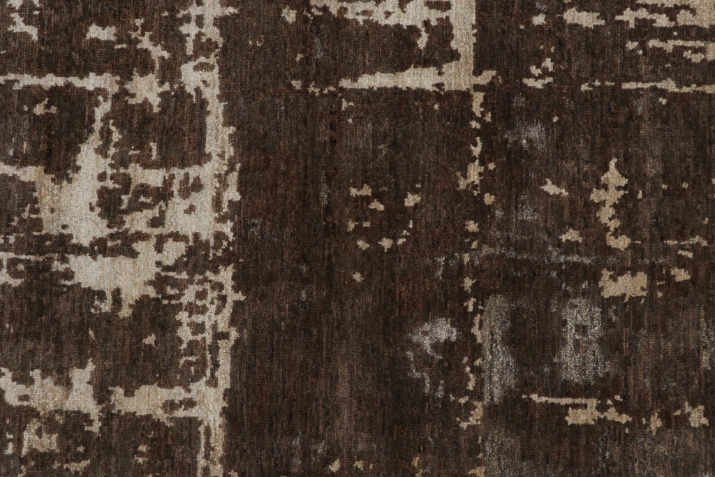 Brown Abstract Rug with Geometric Pattern