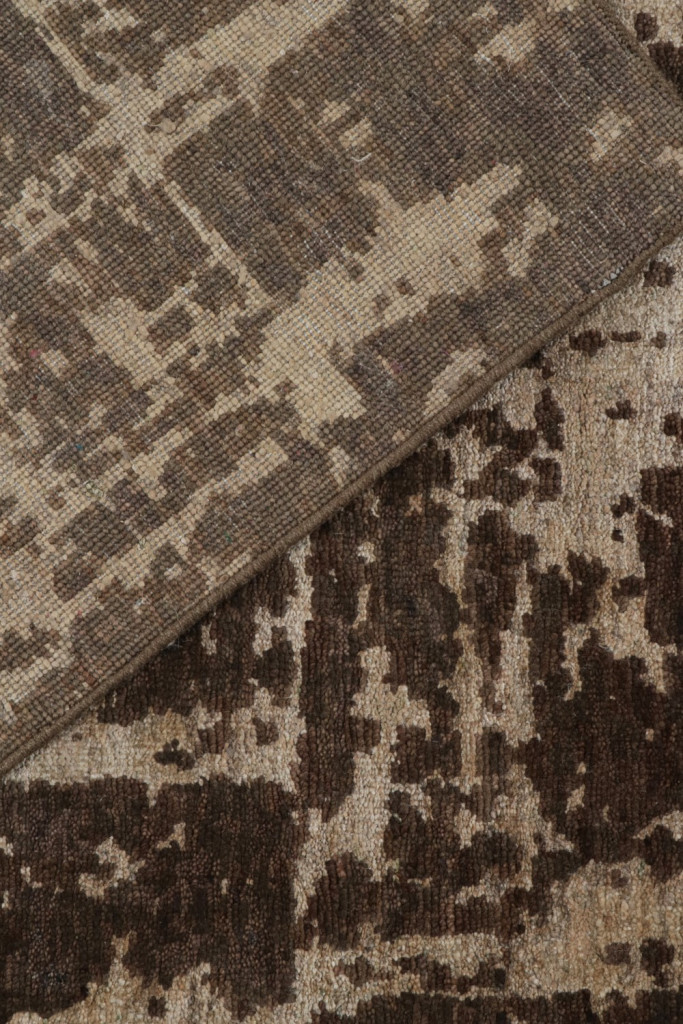 Brown Abstract Rug with Geometric Pattern
