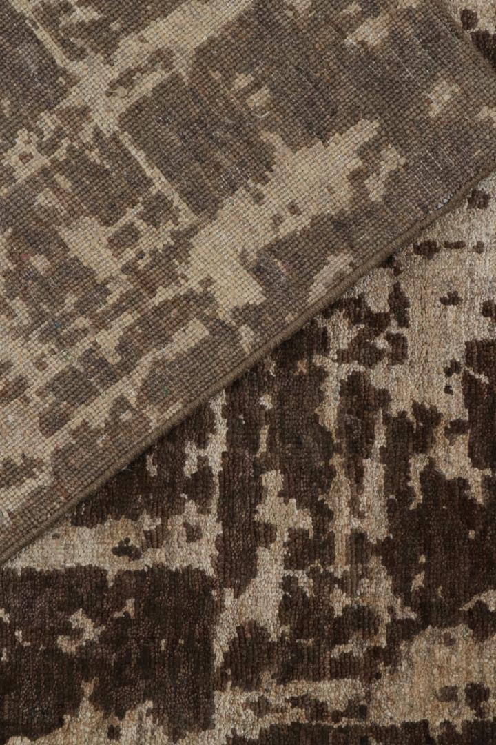 Brown Abstract Rug with Geometric Pattern
