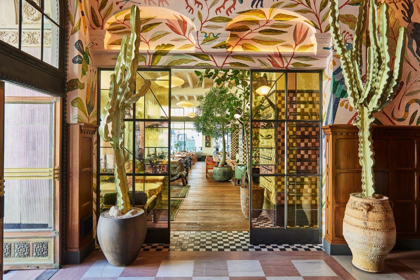 One of a Kind Rug in Los Angeles Proper Hotels Caldo Verde Restaurant designed by KellyWearstler