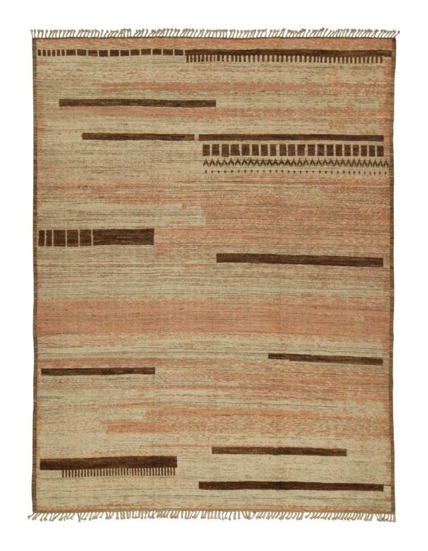 Beige-Brown and Pink Moroccan rug