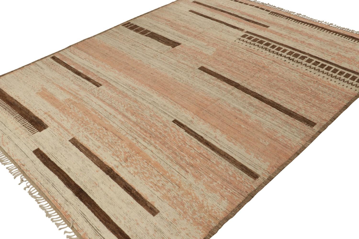 Beige-Brown and Pink Moroccan rug