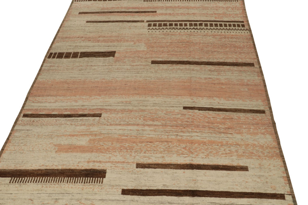 Beige-Brown and Pink Moroccan rug