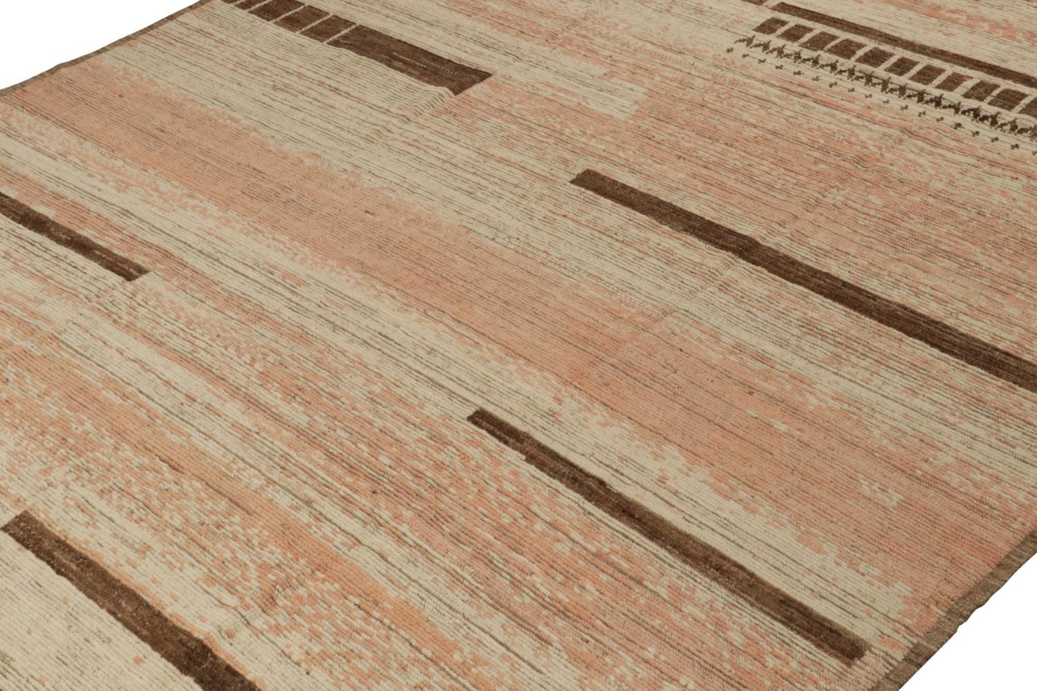 Beige-Brown and Pink Moroccan rug