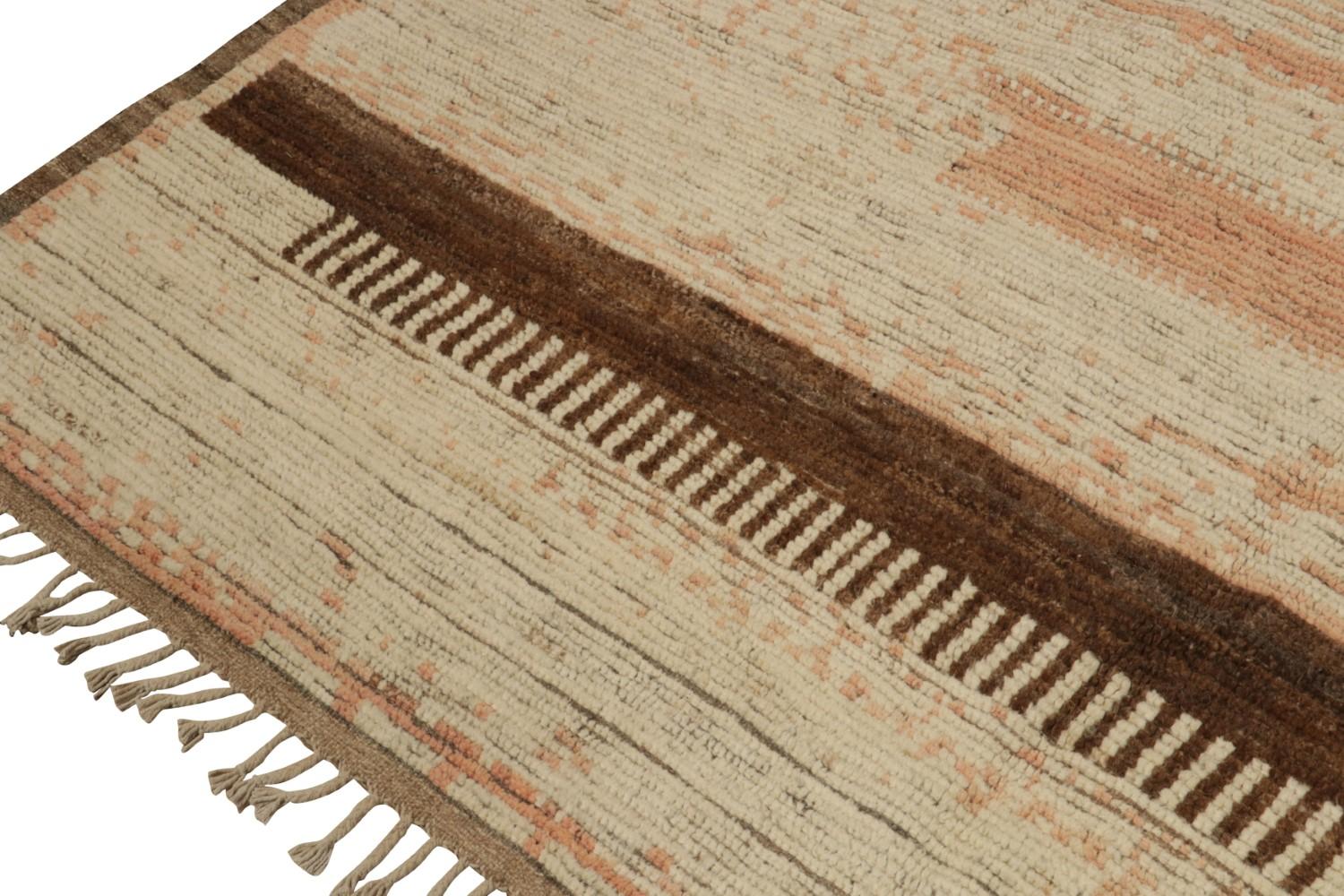 Beige-Brown and Pink Moroccan rug