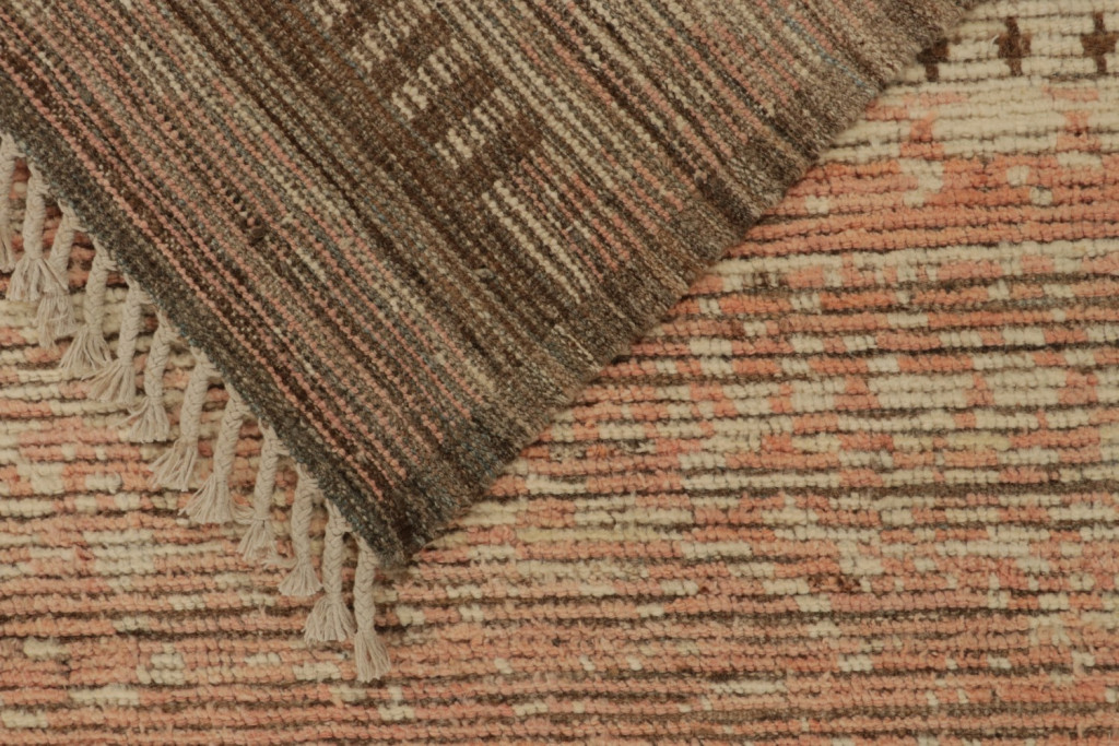 Beige-Brown and Pink Moroccan rug