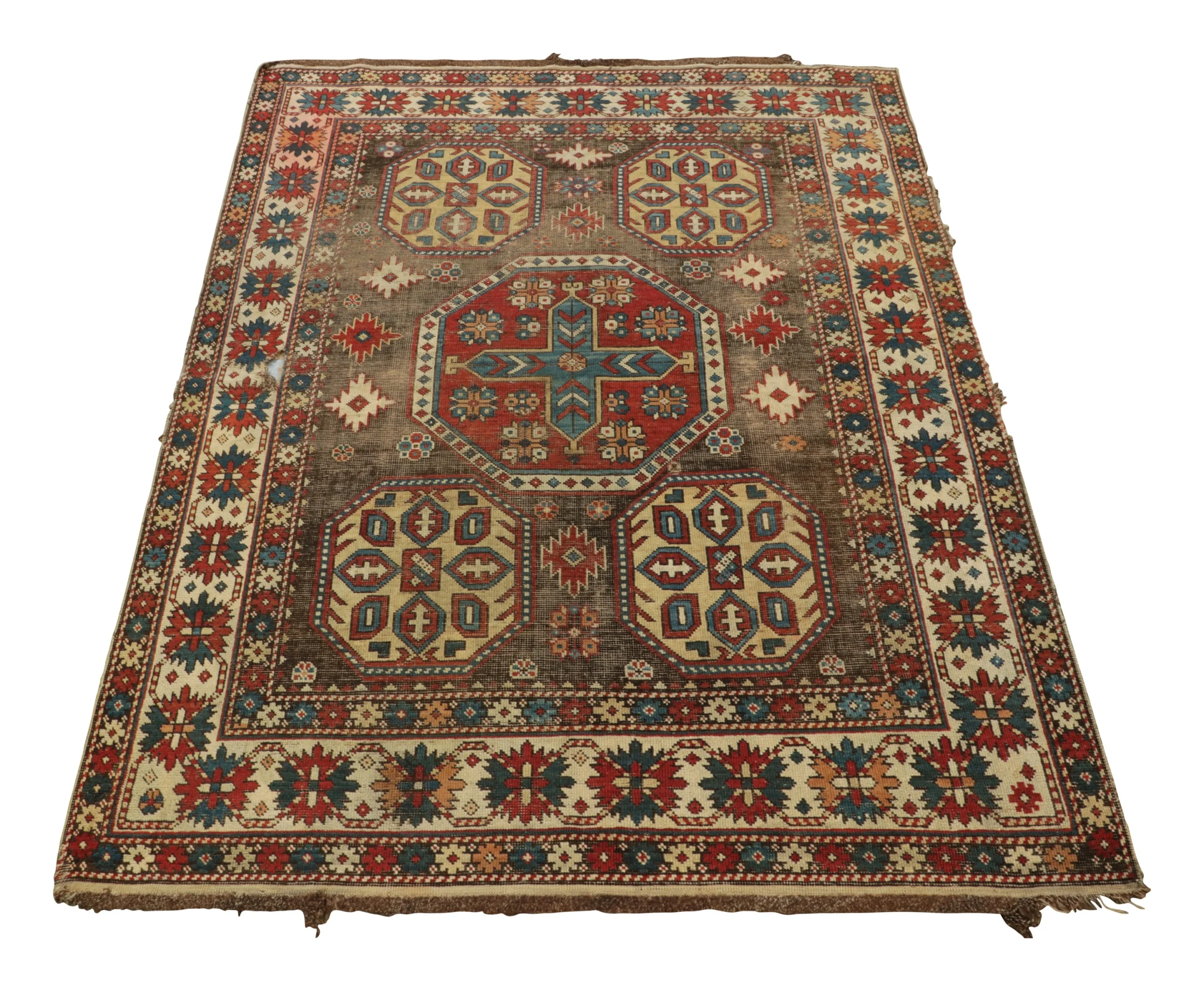 Antique Kazak Medallion Tribal Rug