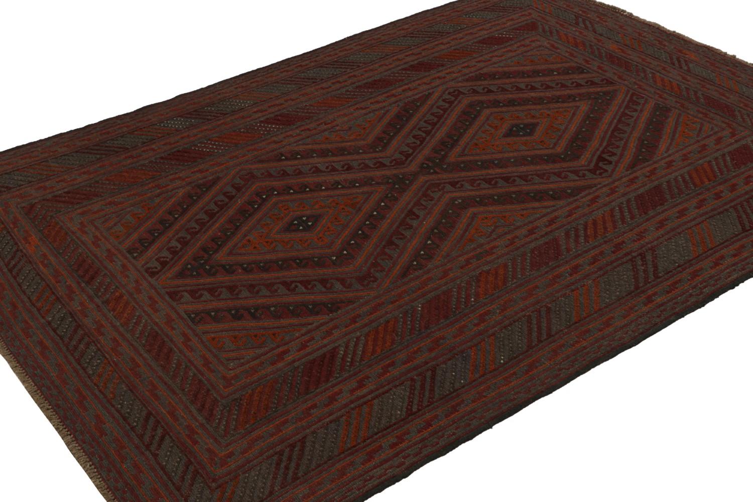 Afghani Tribal Rug in Red Geometric Pattern