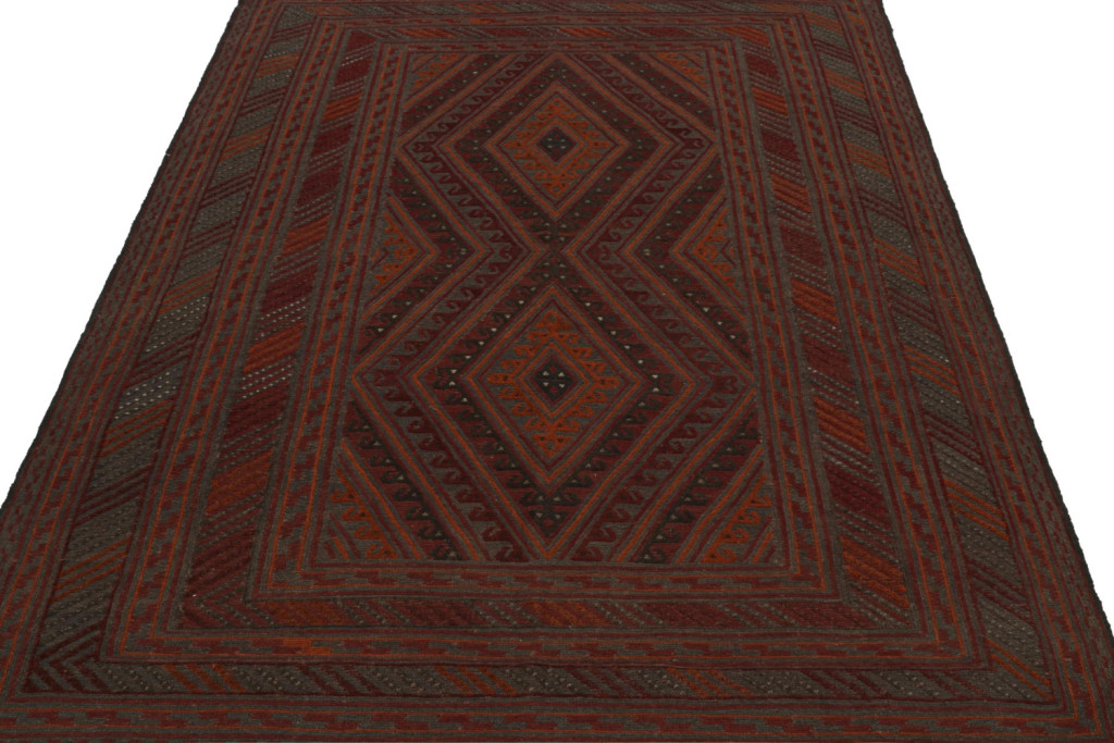 Afghani Tribal Rug in Red Geometric Pattern