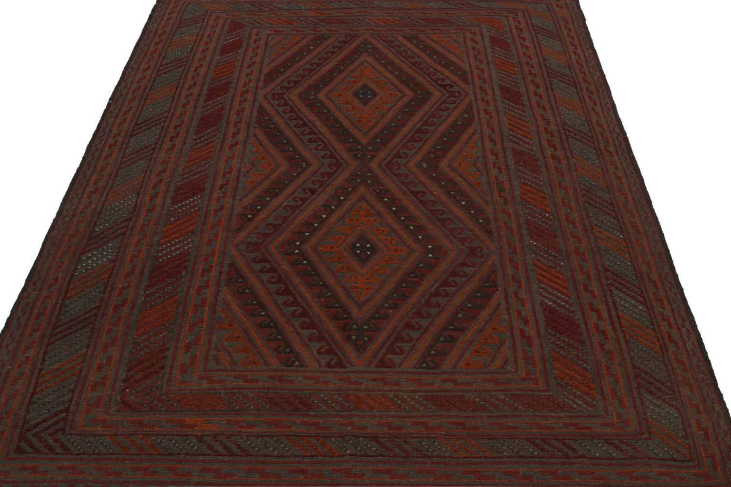 Afghani Tribal Rug in Red Geometric Pattern