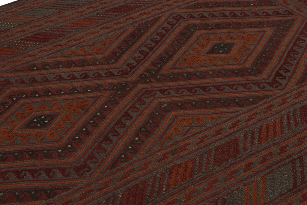 Afghani Tribal Rug in Red Geometric Pattern