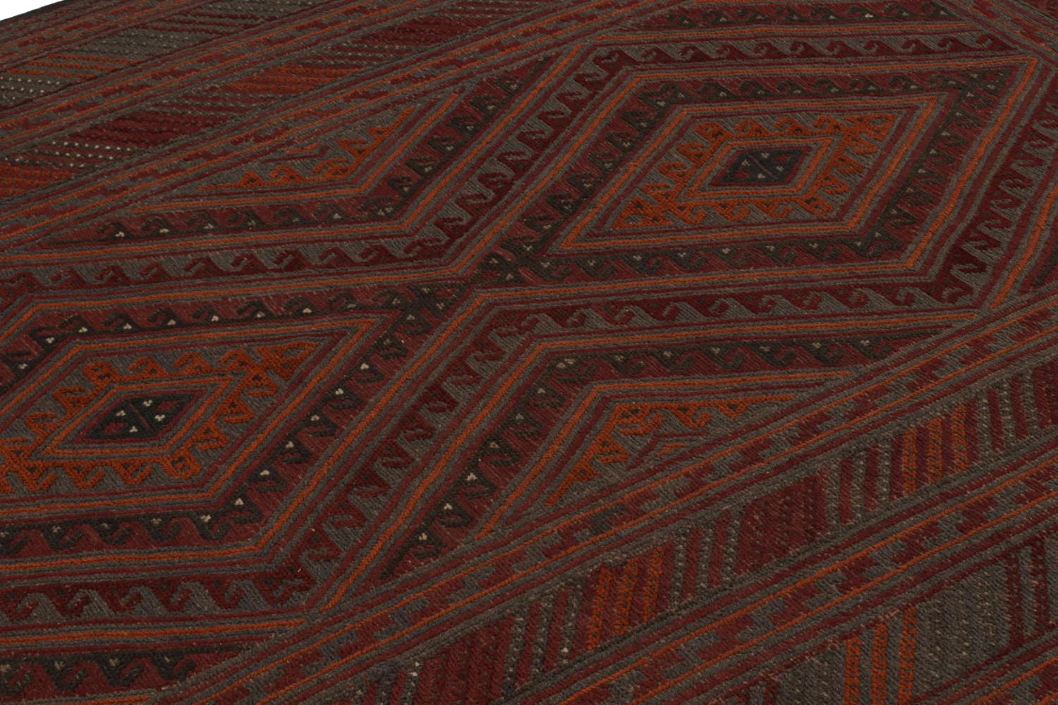 Afghani Tribal Rug in Red Geometric Pattern