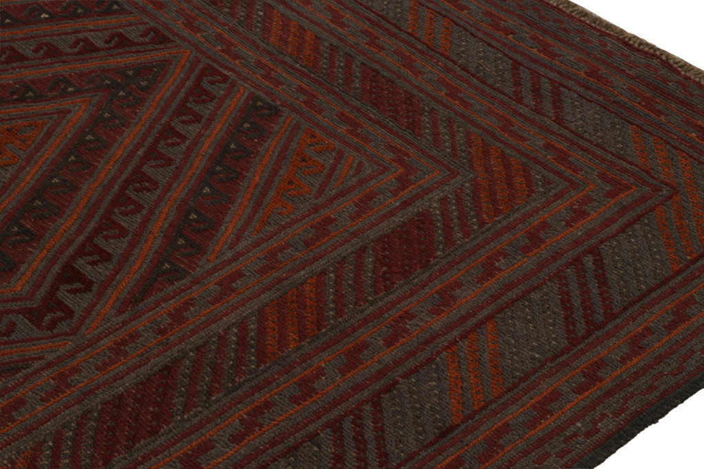 Afghani Tribal Rug in Red Geometric Pattern