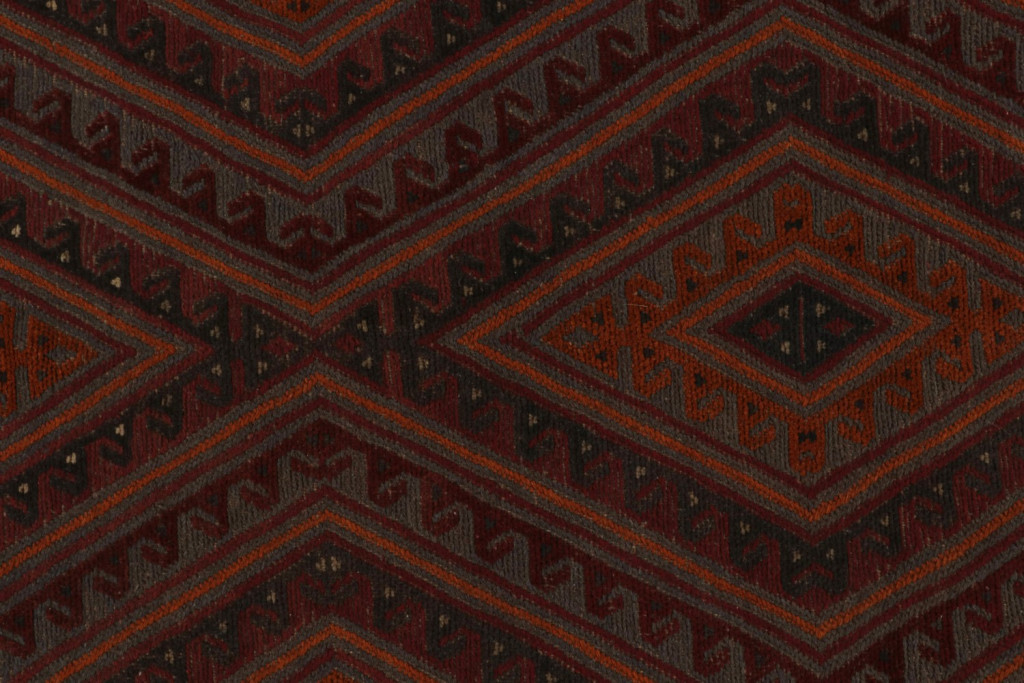 Afghani Tribal Rug in Red Geometric Pattern