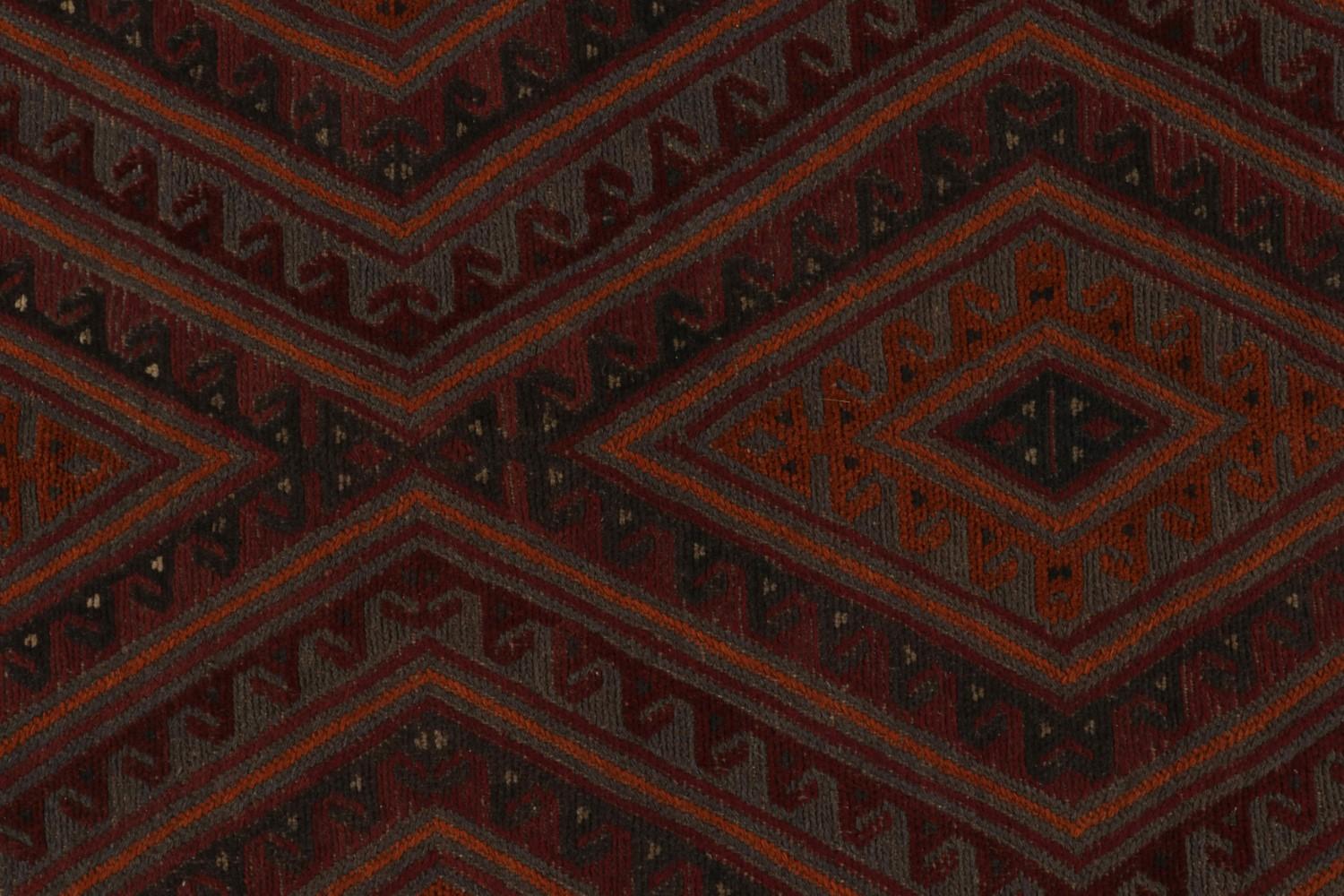 Afghani Tribal Rug in Red Geometric Pattern