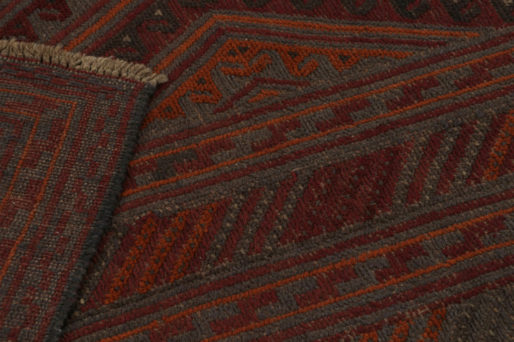 Afghani Tribal Rug in Red Geometric Pattern