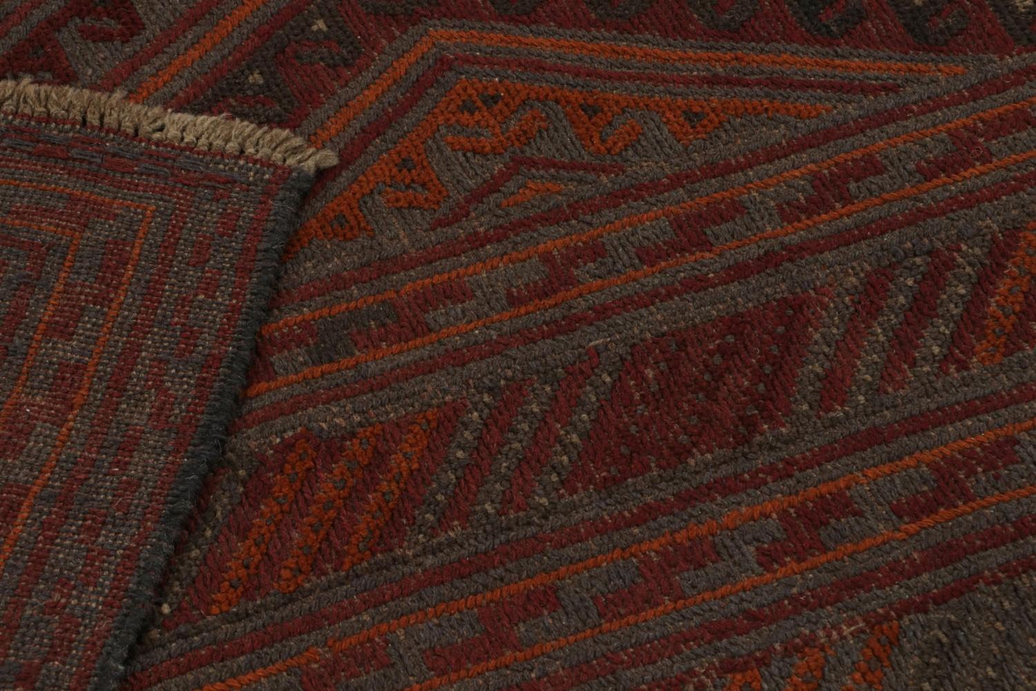 Afghani Tribal Rug in Red Geometric Pattern