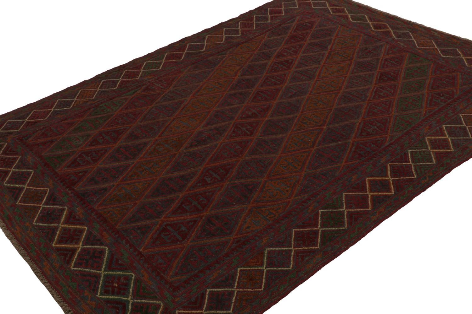 Afghani Tribal Rug in Red Geometric Pattern