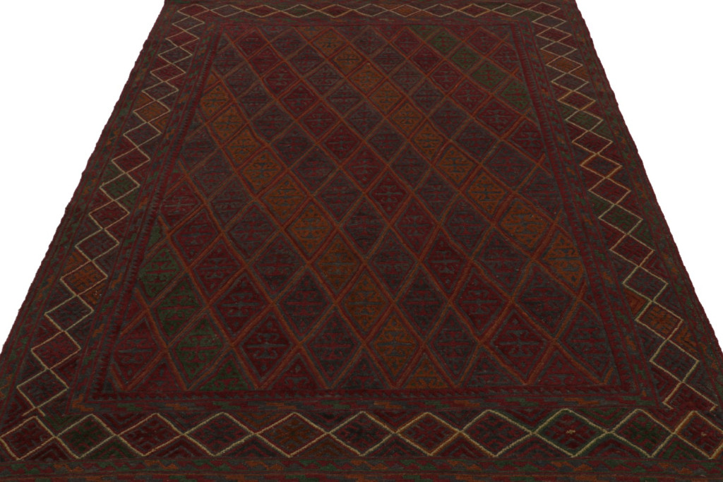 Afghani Tribal Rug in Red Geometric Pattern