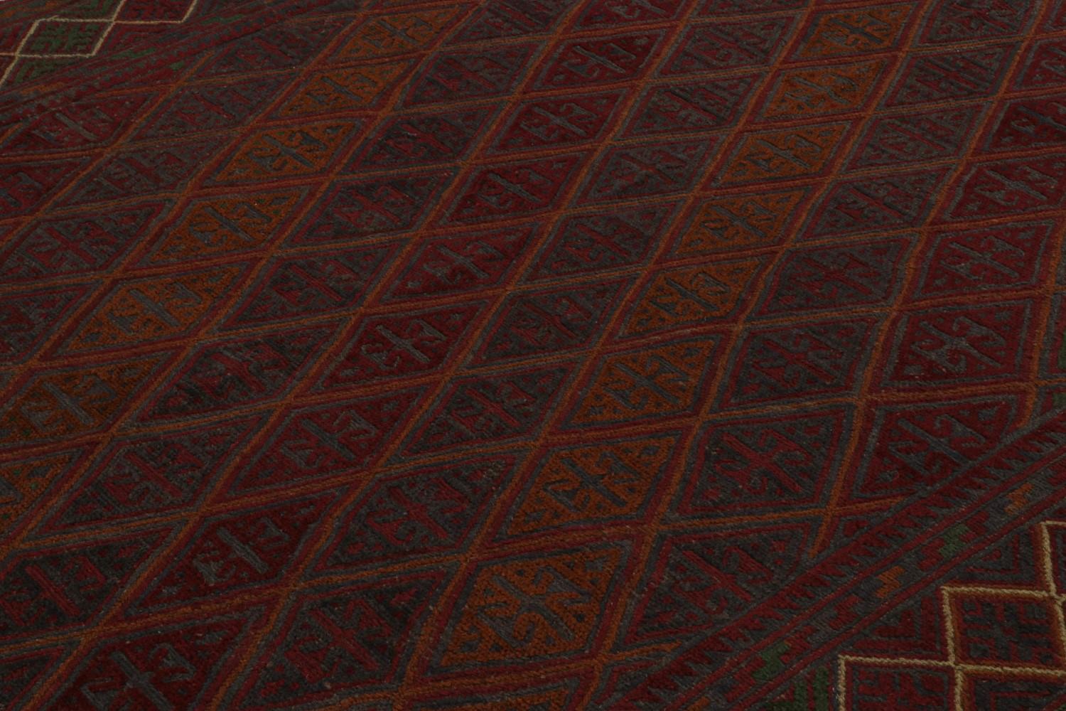 28033 6 7x9 0 4Afghani Tribal Rug in Red Geometric Pattern