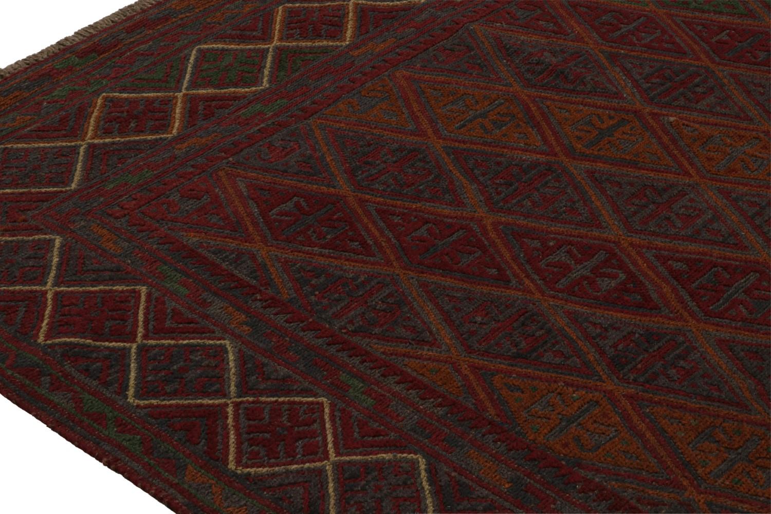 Afghani Tribal Rug in Red Geometric Pattern