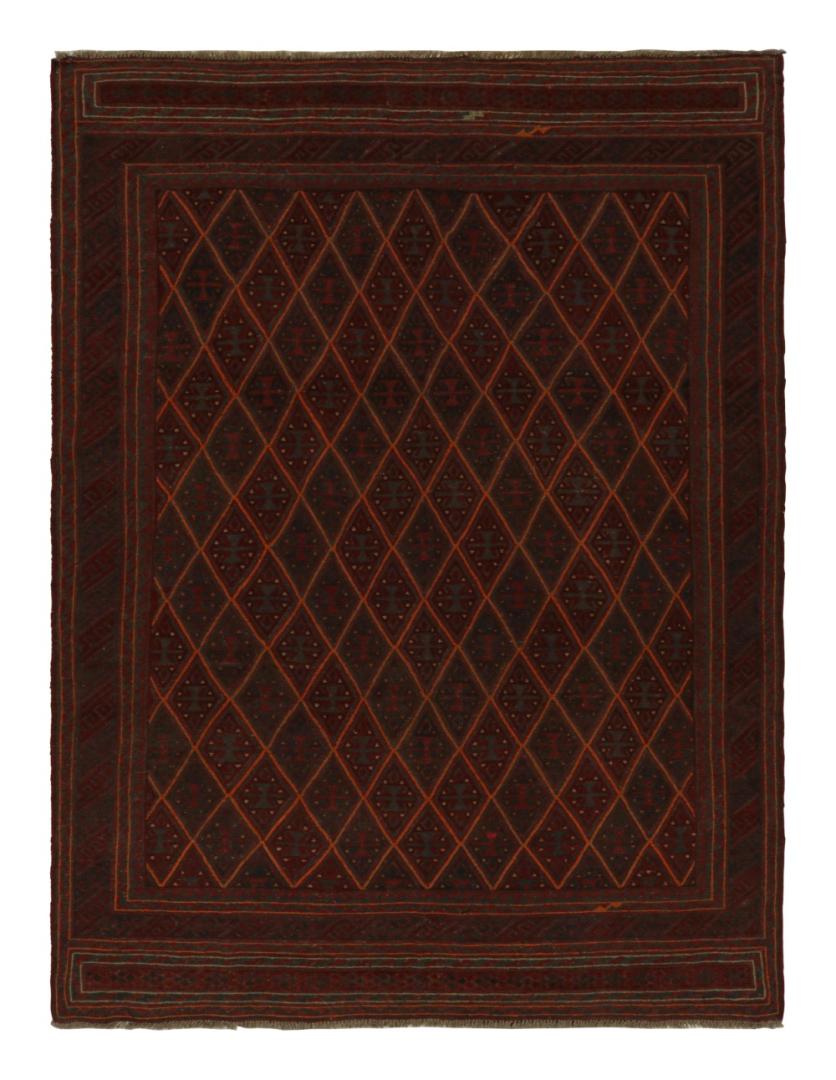Afghani Tribal Rug in Red Geometric Pattern
