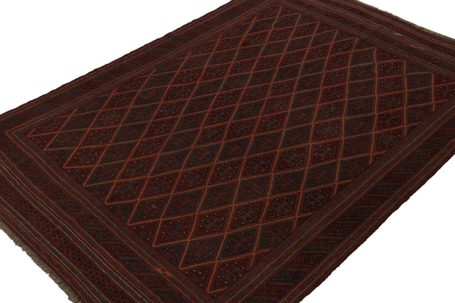 Afghani Tribal Rug in Red Geometric Pattern