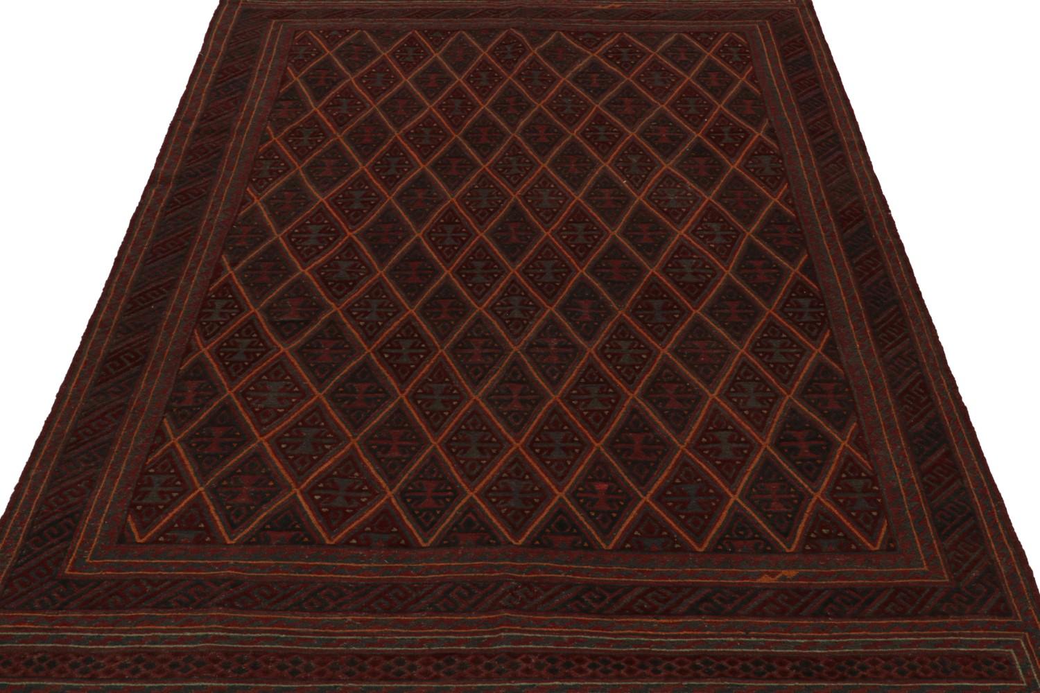 Afghani Tribal Rug in Red Geometric Pattern