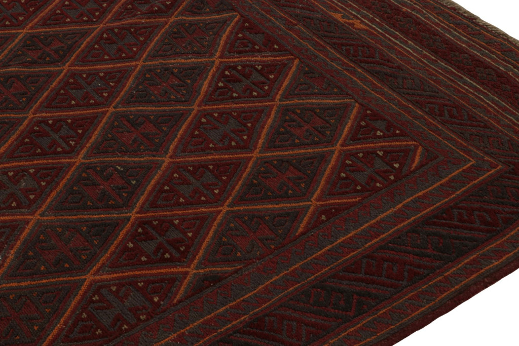 Afghani Tribal Rug in Red Geometric Pattern