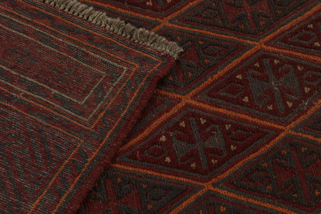 Afghani Tribal Rug in Red Geometric Pattern