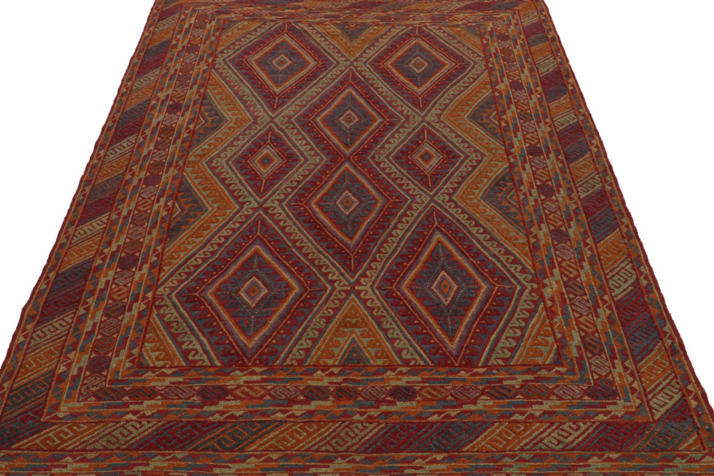 Afghani Tribal Rug in Red Geometric Pattern