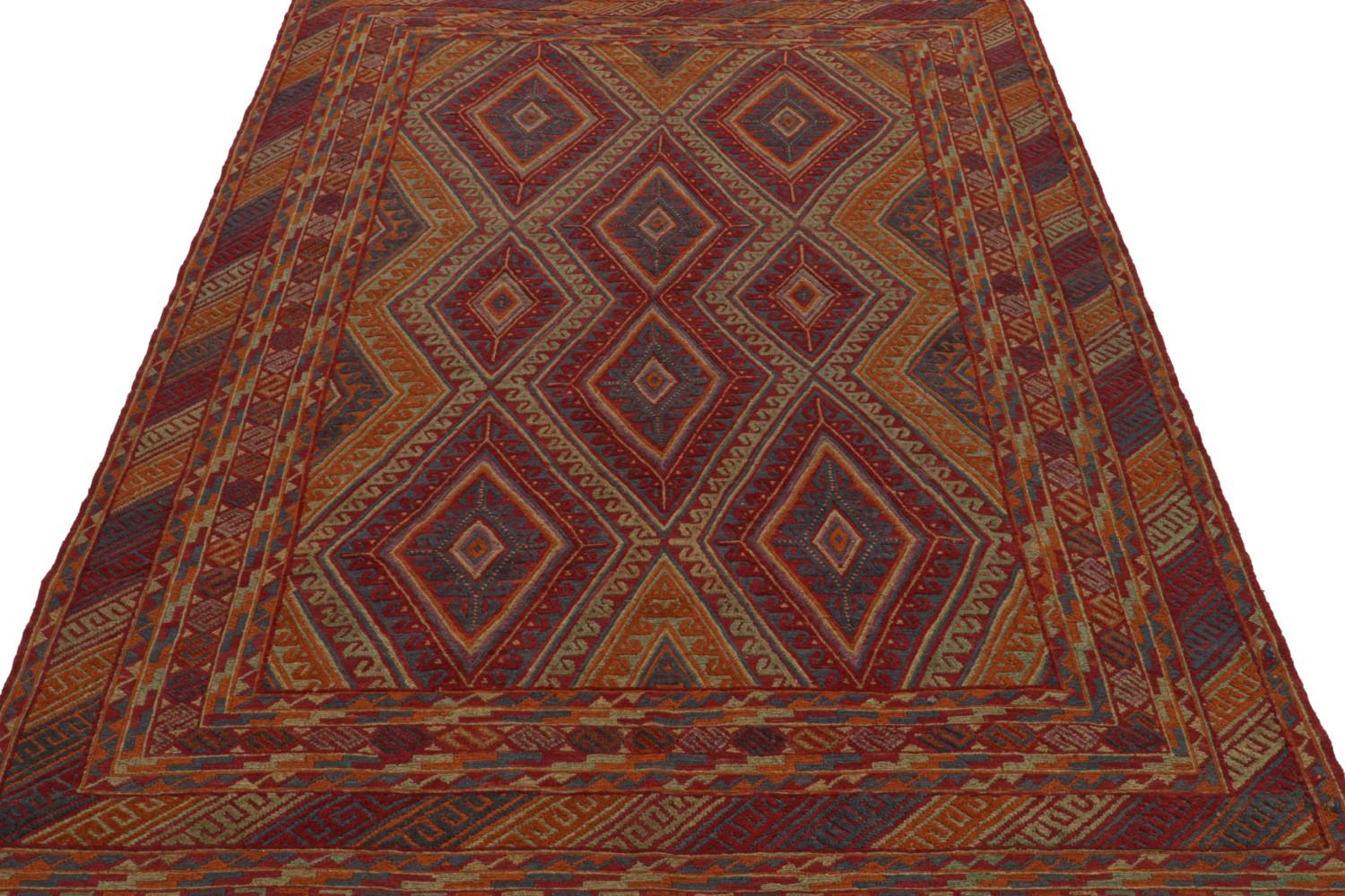 Afghani Tribal Rug in Red Geometric Pattern