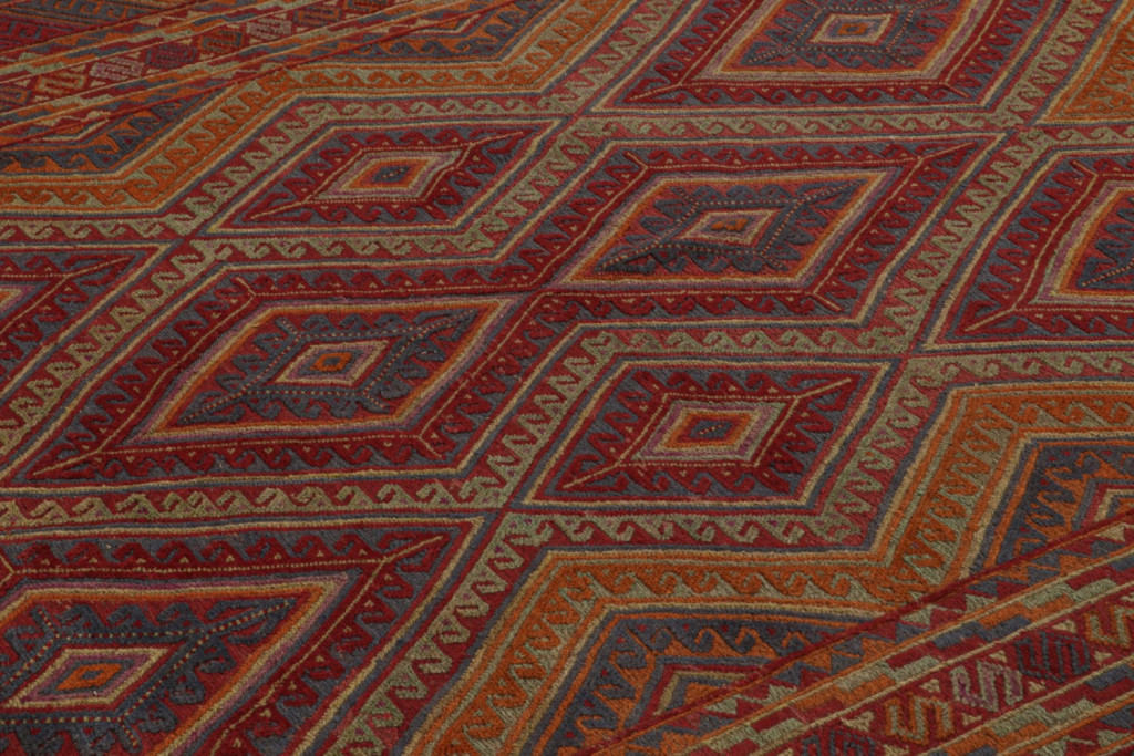 Afghani Tribal Rug in Red Geometric Pattern