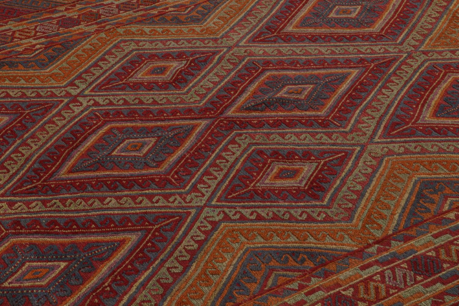 Afghani Tribal Rug in Red Geometric Pattern
