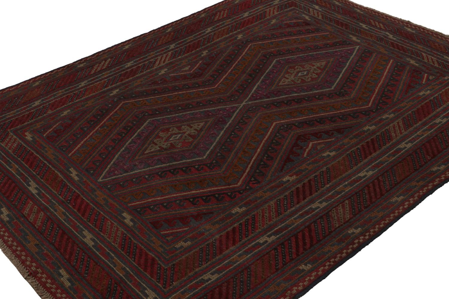 Afghani Tribal Rug in Red Geometric Pattern