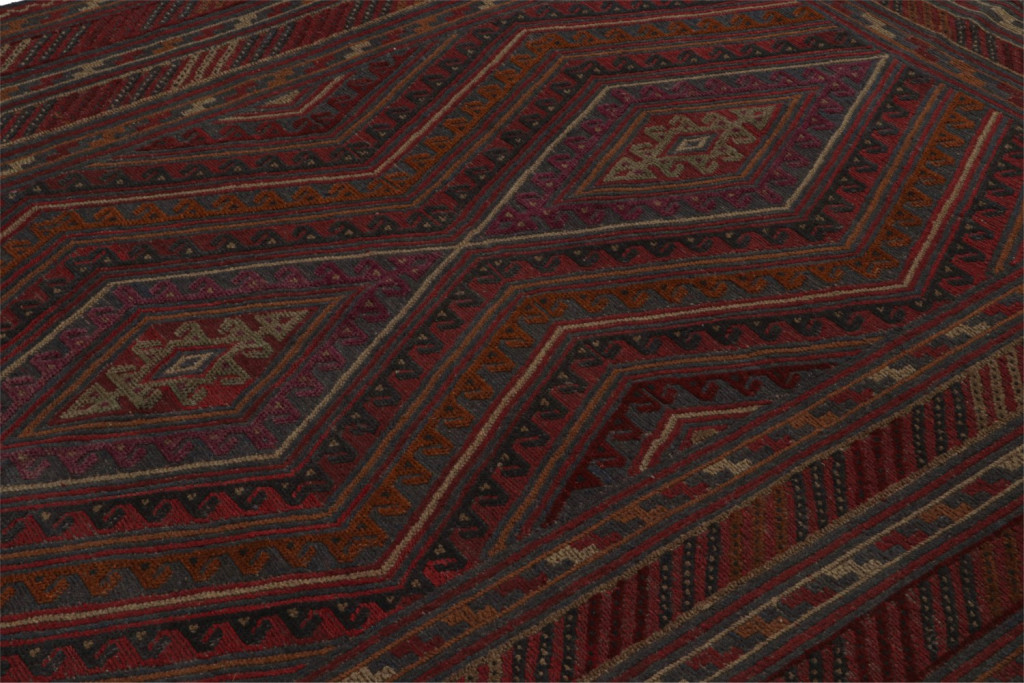 Afghani Tribal Rug in Red Geometric Pattern