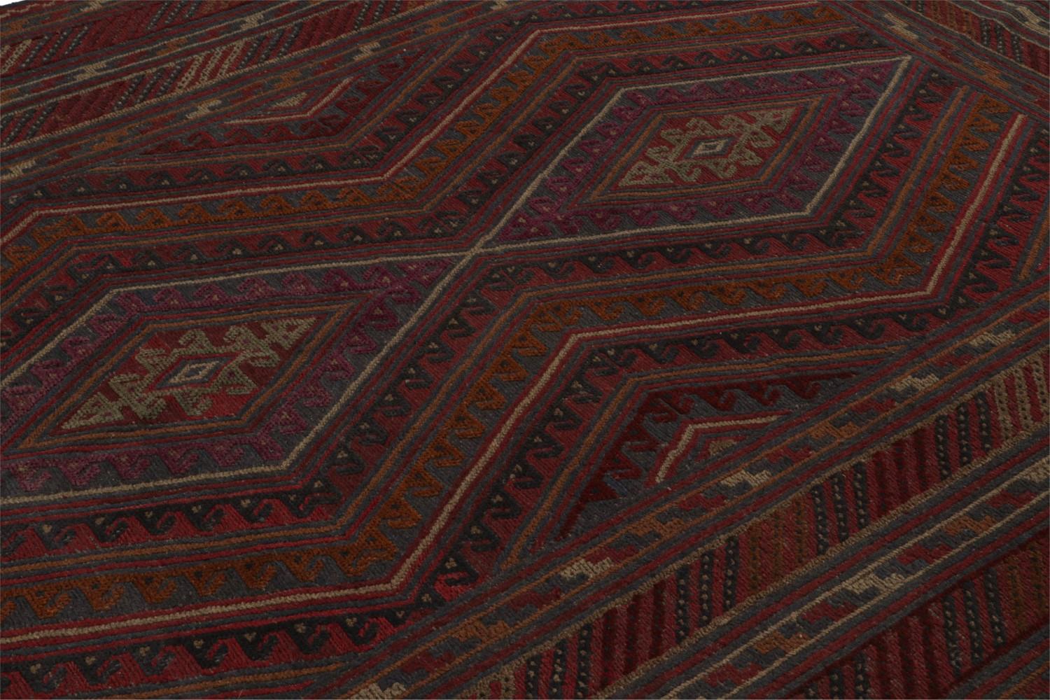 Afghani Tribal Rug in Red Geometric Pattern