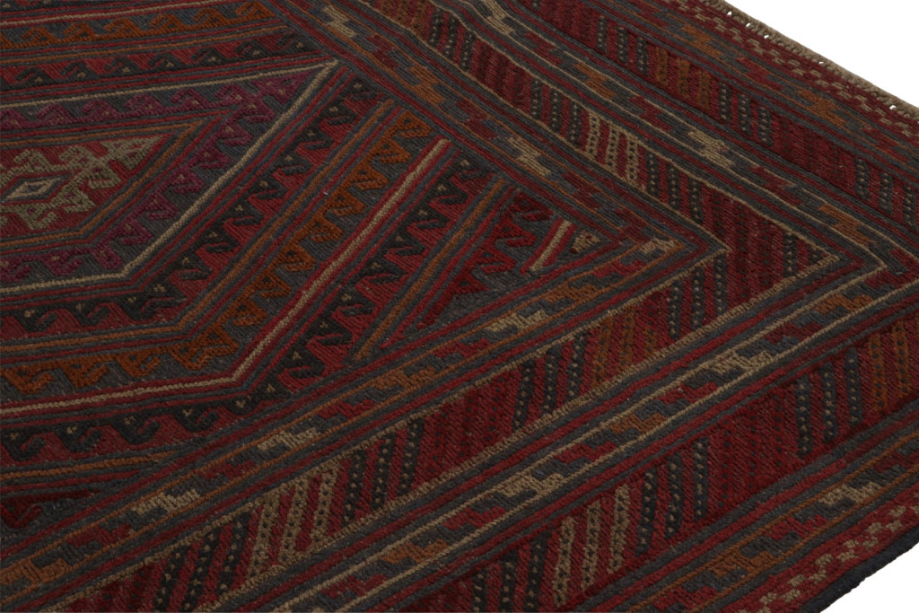 Afghani Tribal Rug in Red Geometric Pattern