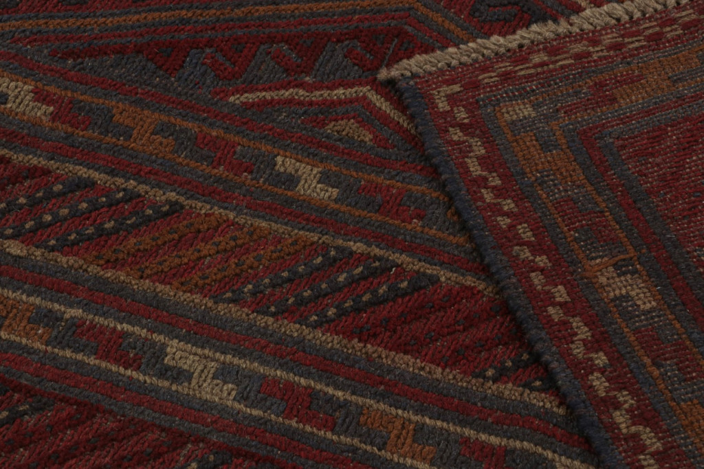 Afghani Tribal Rug in Red Geometric Pattern