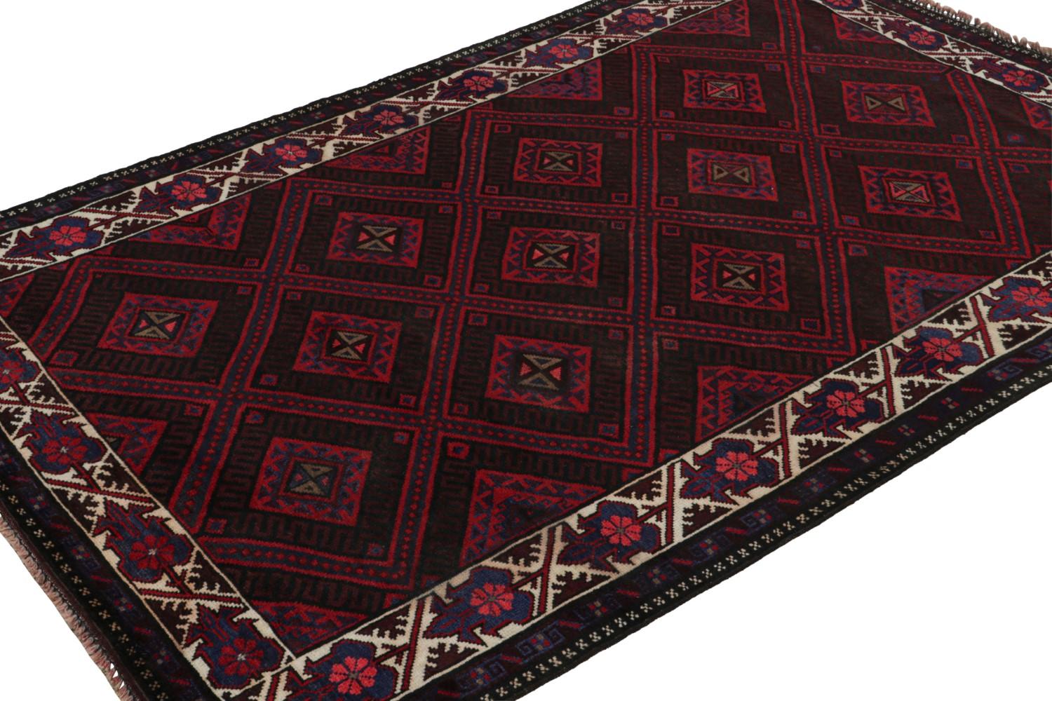 Afghani Tribal Rug in Red Geometric Pattern