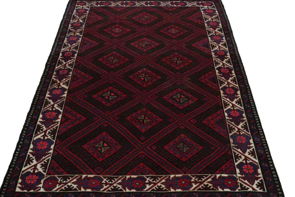 Afghani Tribal Rug in Red Geometric Pattern