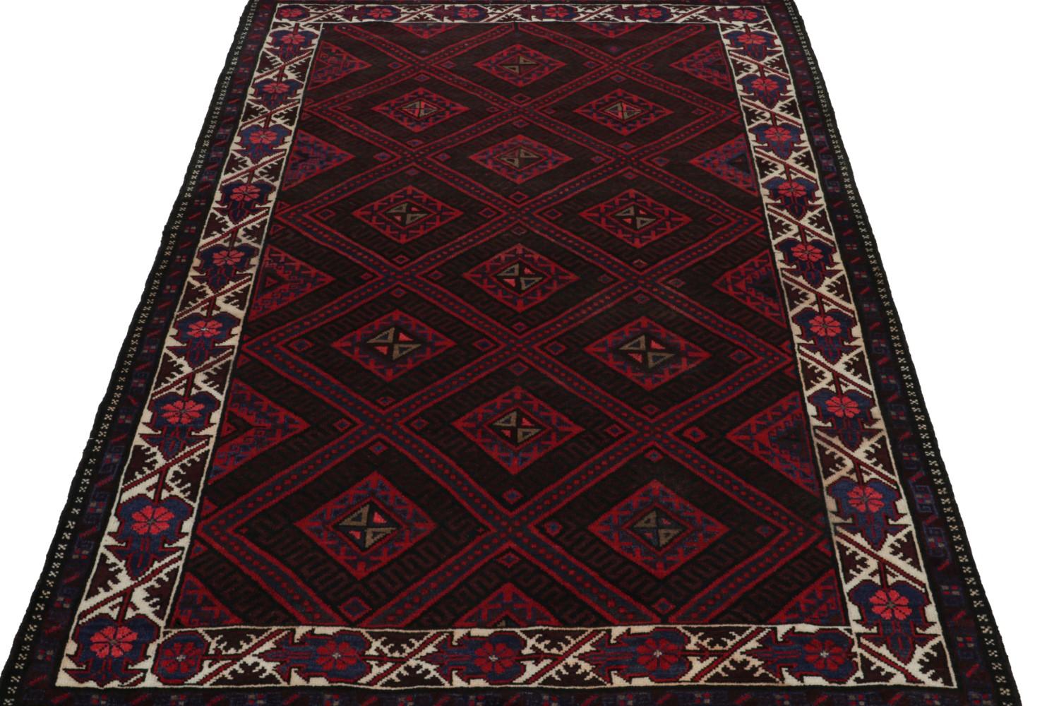 Afghani Tribal Rug in Red Geometric Pattern