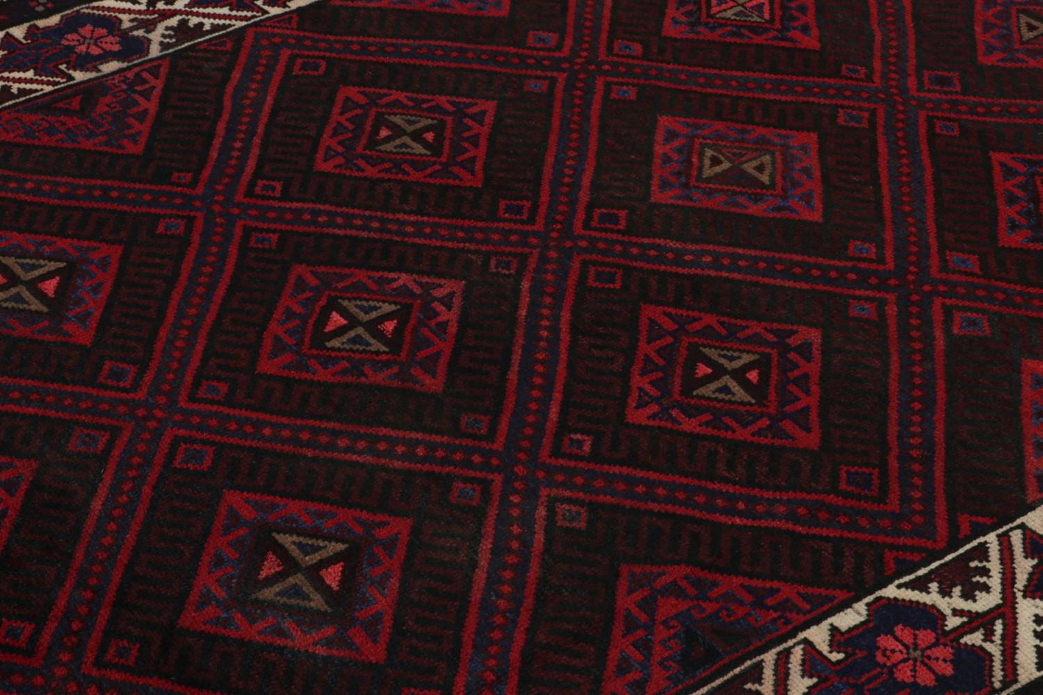Afghani Tribal Rug in Red Geometric Pattern