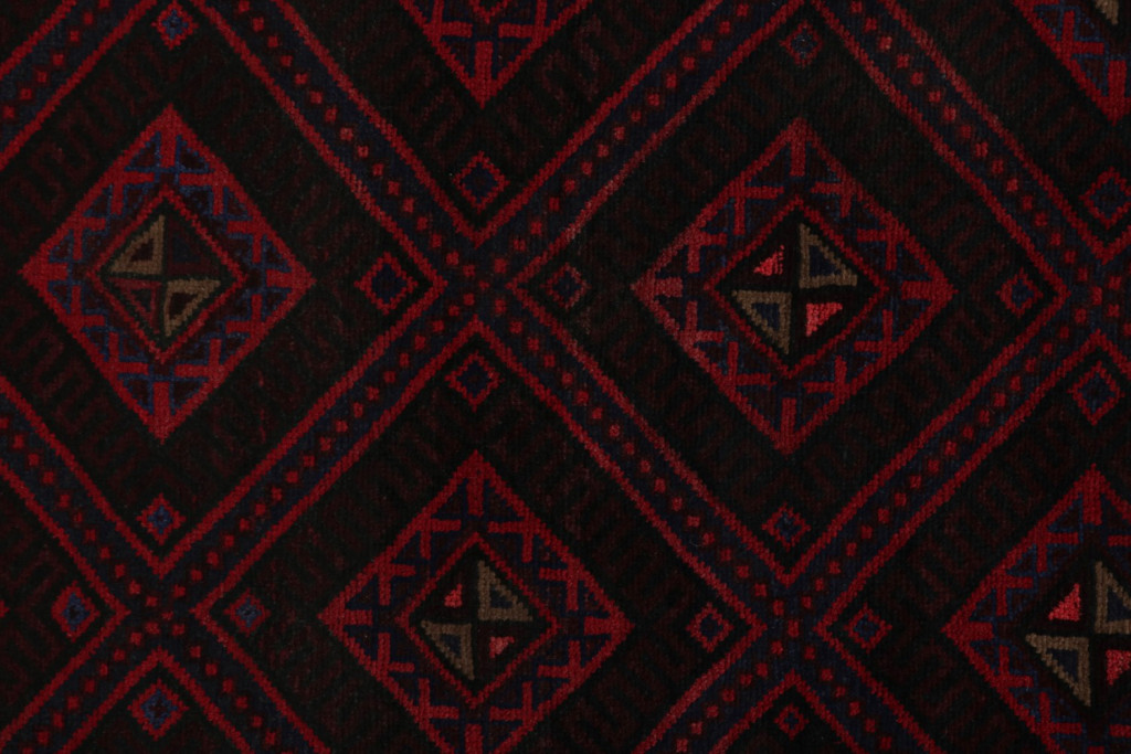 Afghani Tribal Rug in Red Geometric Pattern