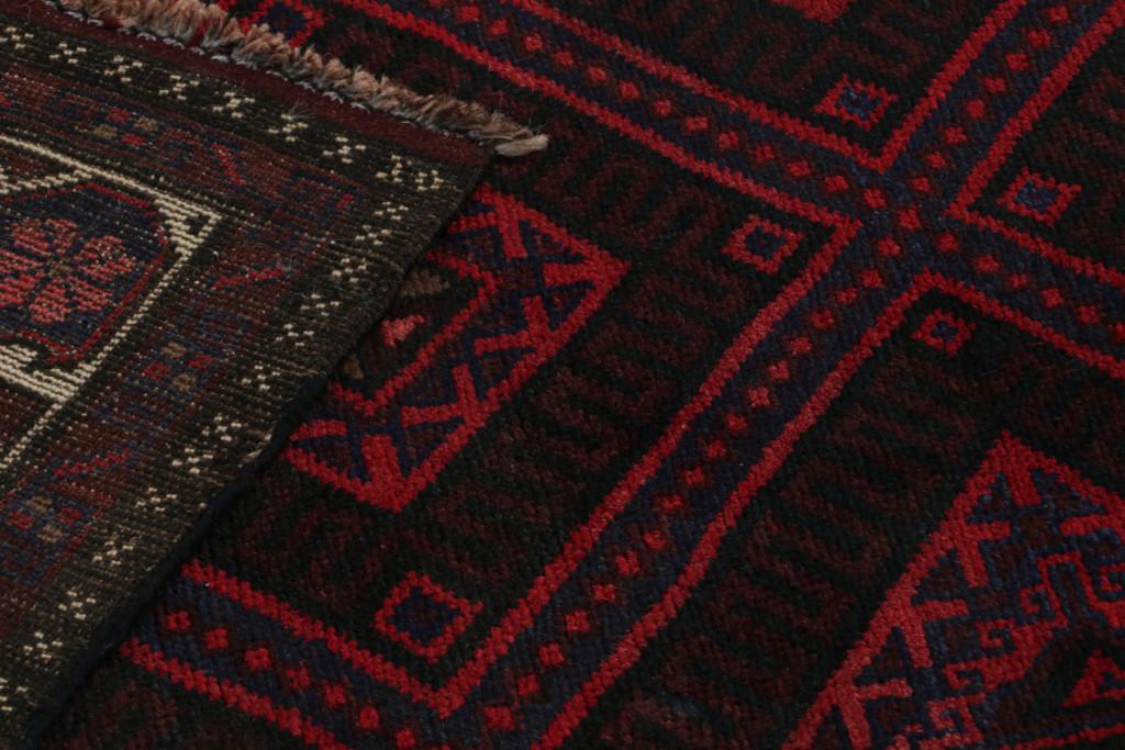 Afghani Tribal Rug in Red Geometric Pattern