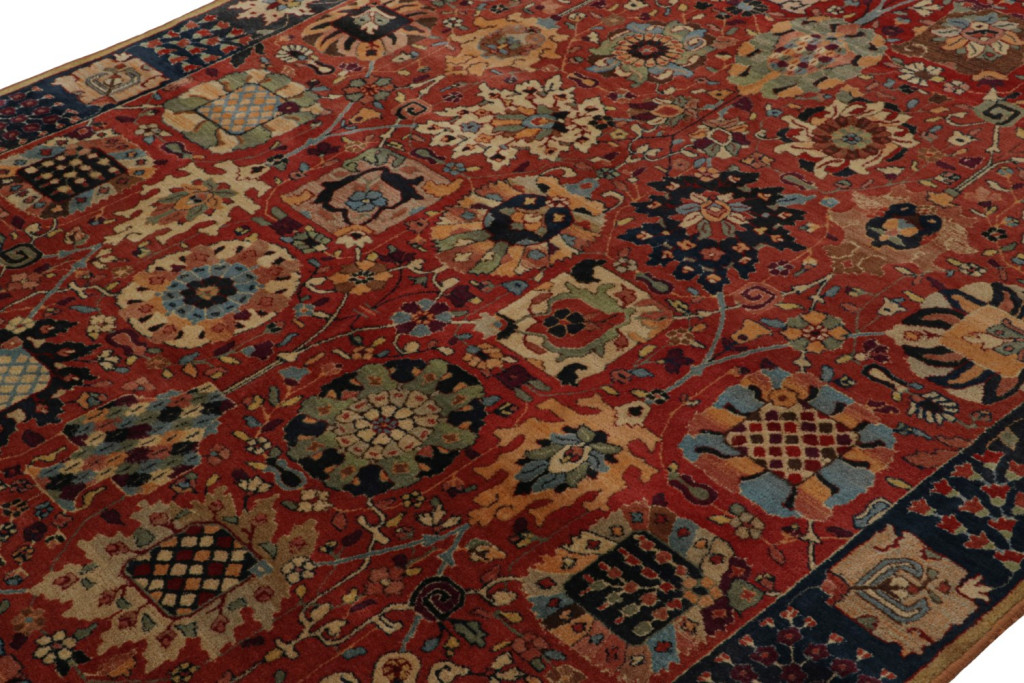Antique Handmade Hooked Rug with Floral Pattern