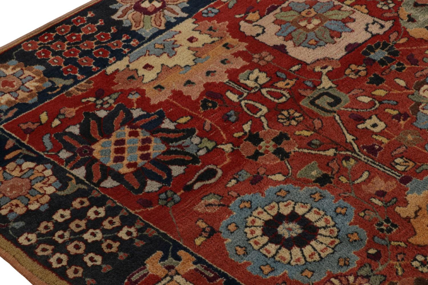 Antique Handmade Hooked Rug with Floral Pattern