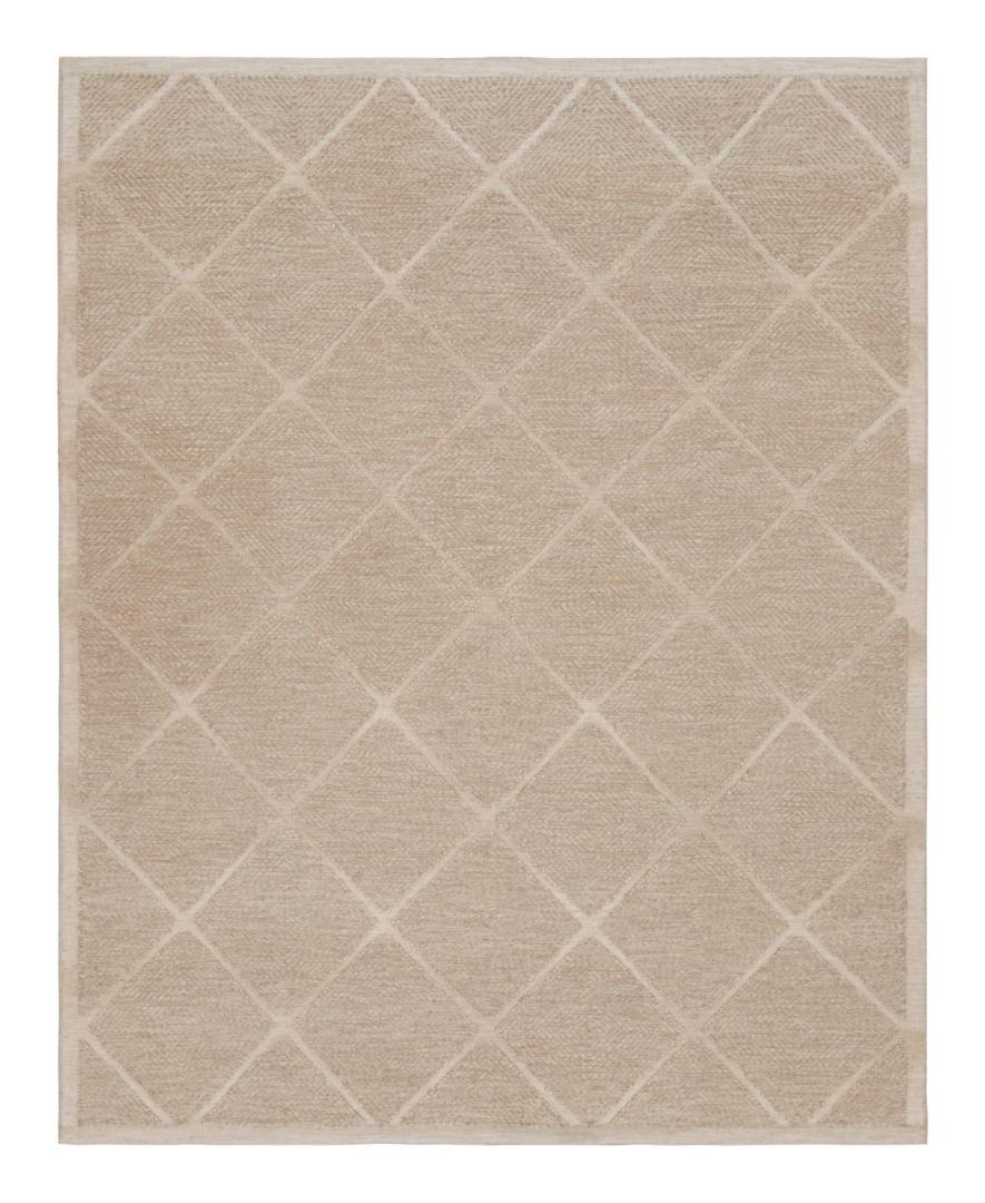 Custom Scandinavian Kilim Rug Beige Geometric