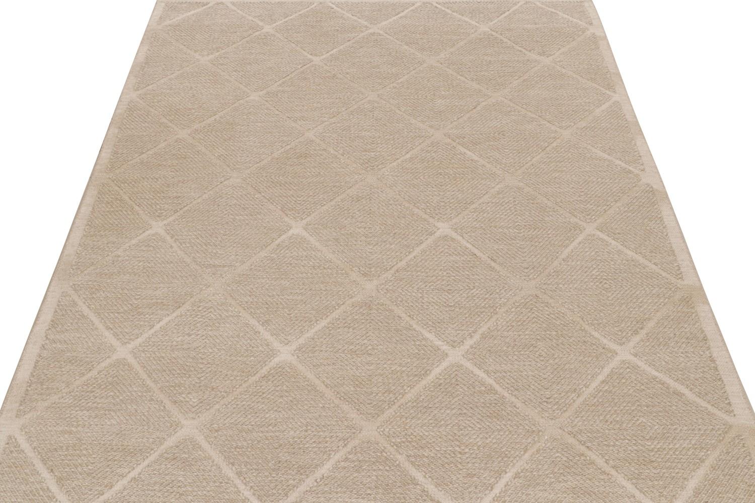 Custom Scandinavian Kilim Rug Beige Geometric