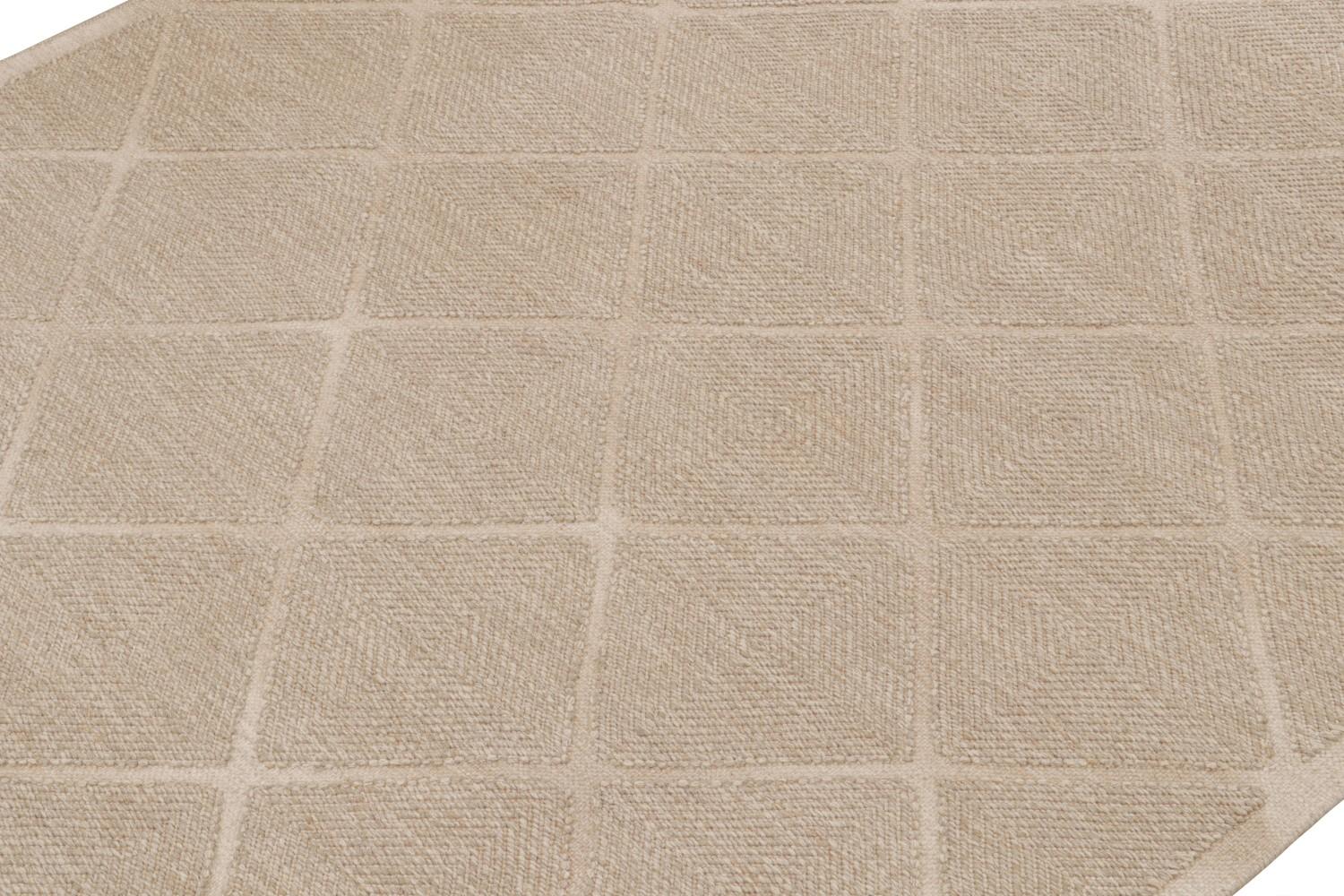 Custom Scandinavian Kilim Rug Beige Geometric